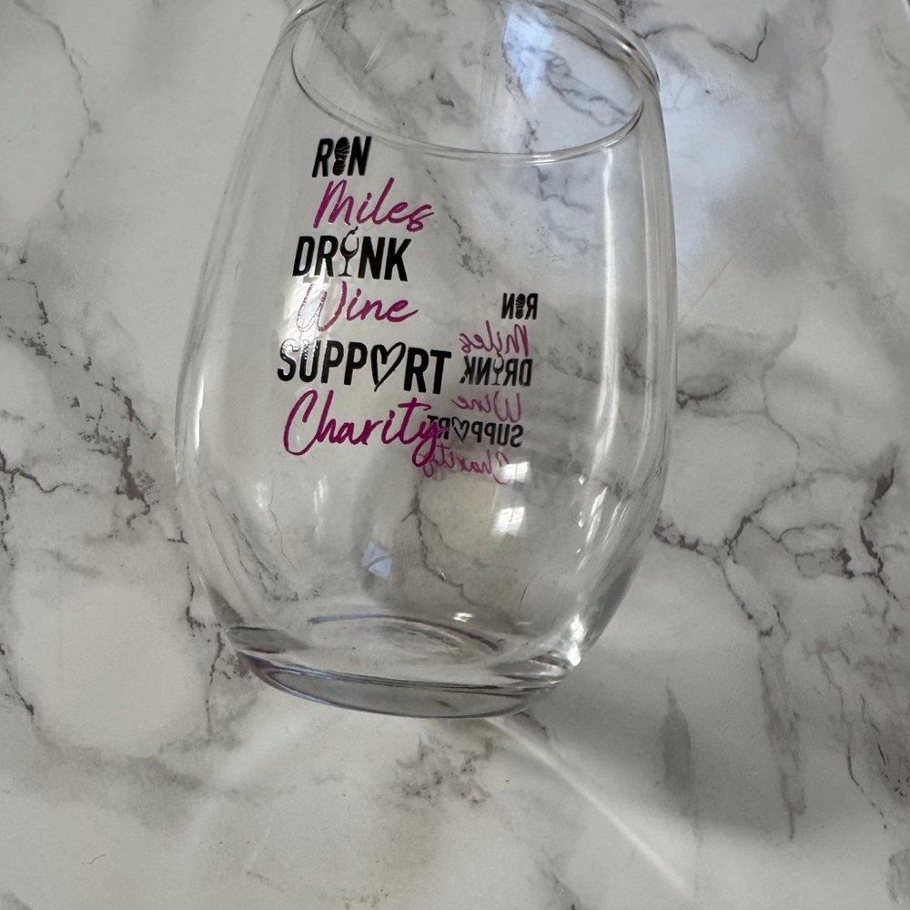 Stemless mini wine glasses set of two .